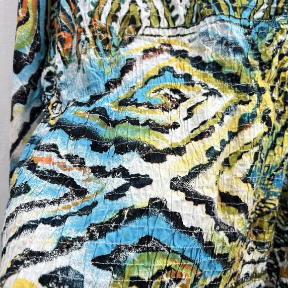 Chicos Full Zip Jacket Size 2 Large Tribal Art To Wear Long Sleeve Smocked Back - Picture 8 of 14